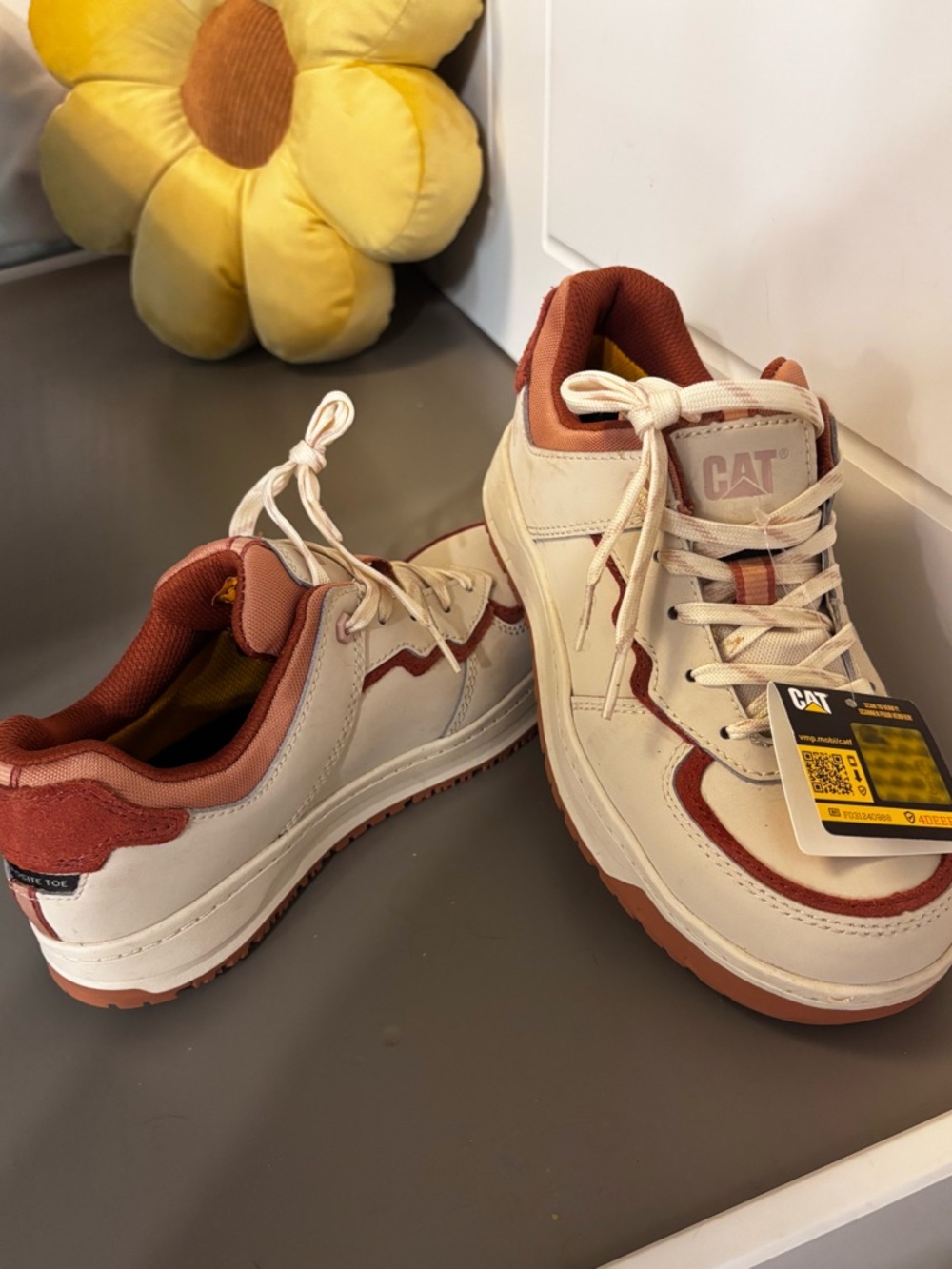 Caterpillar Cream and Rust Low-Top Sneakers